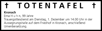 Anzeige von Totentafel vom 28.11.2015 von MGO
