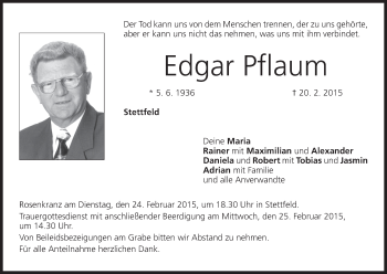 Anzeige von Edgar Pflaum von MGO