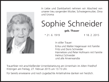 Anzeige von Sophie Schneider von MGO