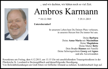 Anzeige von Ambros Karmann von MGO