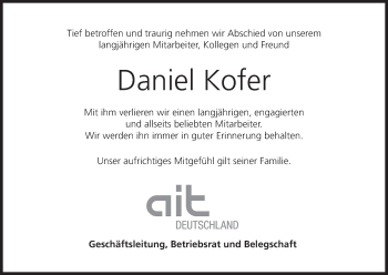 Anzeige von Daniel Kofer von MGO