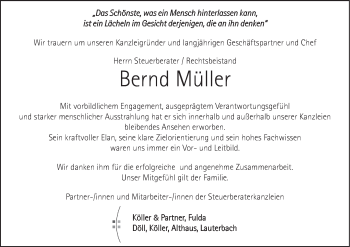 Anzeige von Bernd Müller von MGO