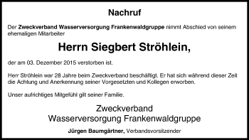 Anzeige von Siegbert Ströhlein von MGO