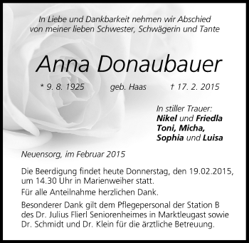 Anzeige von Anna Donaubauer von MGO