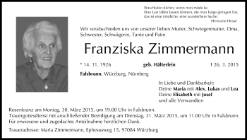 Anzeige von Franziska Zimmermann von MGO