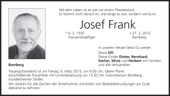 Anzeige von Josef Frank von MGO