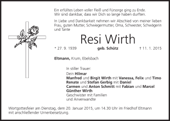 Anzeige von Resi Wirth von MGO