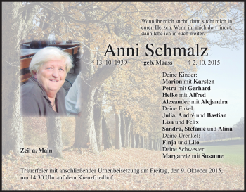 Anzeige von Anni Schmalz von MGO