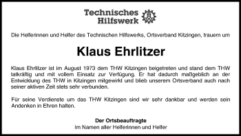 Anzeige von Klaus Ehrlitzer von MGO