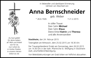Anzeige von Anna Bernschneider von MGO