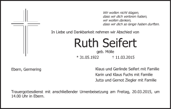Anzeige von Ruth Seifert von MGO