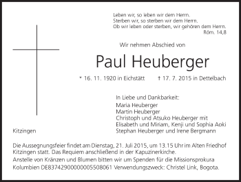 Anzeige von Paul Heuberger von MGO