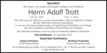 Anzeige von Adolf Trott von MGO