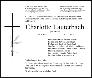 Anzeige von Charlotte Lauterbach von MGO