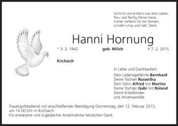 Anzeige von Hanni Hornung von MGO