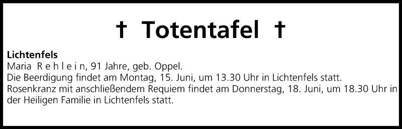  Traueranzeige für Totentafel vom 13.06.2015 vom 13.06.2015 aus MGO