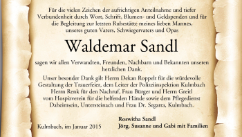 Anzeige von Waldemar Sandl von MGO