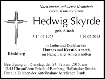 Anzeige von Hedwig Skyrde von MGO