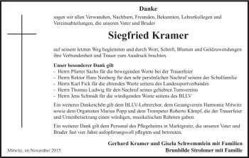 Anzeige von Siegfried Kramer von MGO