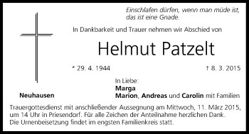 Anzeige von Helmut Patzelt von MGO