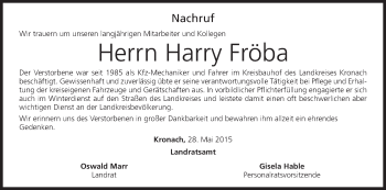 Anzeige von Harry Fröba von MGO