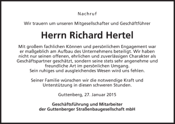 Anzeige von Richard Hertel von MGO