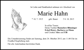 Anzeige von Marie Hahn von MGO