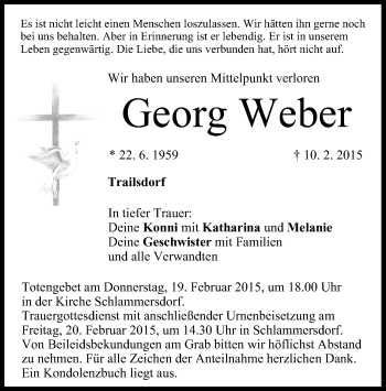 Anzeige von Georg Weber von MGO