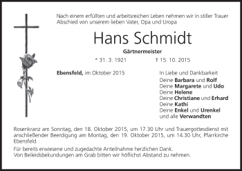 Anzeige von Hans Schmidt von MGO