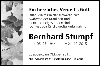Anzeige von Bernhard Stumpf von MGO