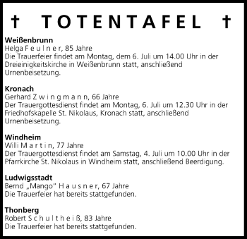 Anzeige von Bernd Hausner von MGO