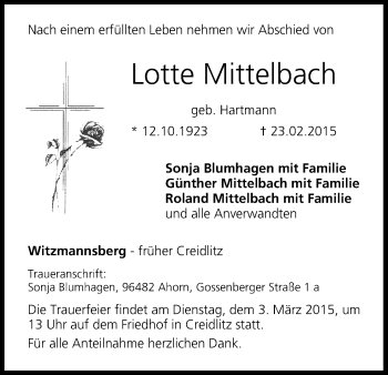 Anzeige von Lotte Mittelbach von MGO