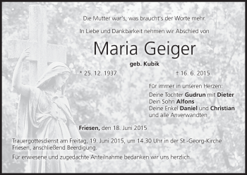 Anzeige von Maria Geiger von MGO