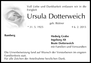 Anzeige von Ursula Dotterweich von MGO