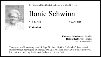 Anzeige von Ilonie Schwinn von MGO