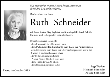 Anzeige von Ruth Schneider von MGO