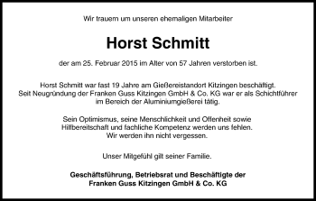 Anzeige von Horst Schmitt von MGO