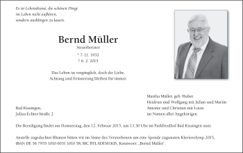 Anzeige von Bernd Müller von MGO