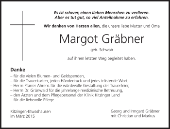 Anzeige von Margot Gräbner von MGO