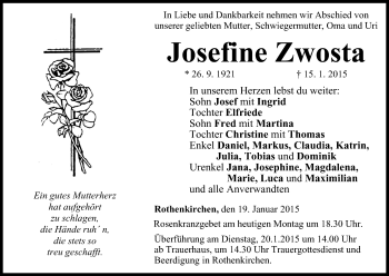 Anzeige von Josefine Zwosta von MGO