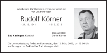 Anzeige von Rudolf Körner von MGO