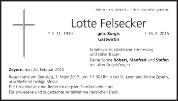 Anzeige von Lotte Felsecker von MGO