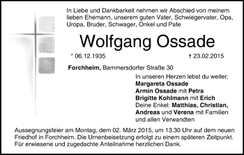 Anzeige von Wolfgang Ossade von MGO
