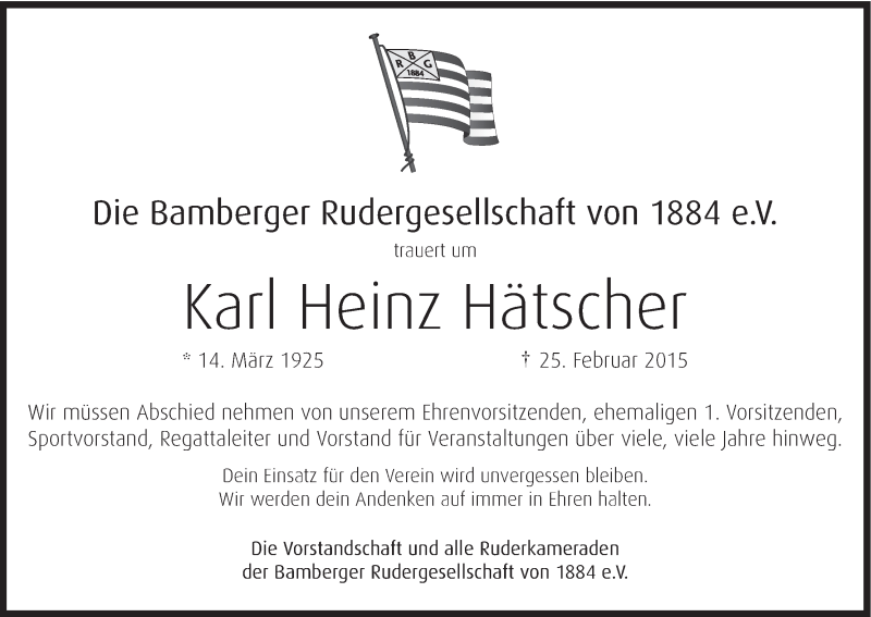  Traueranzeige für Karl Heinz Hätscher vom 07.03.2015 aus MGO