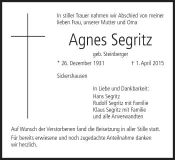 Anzeige von Agnes Segritz von MGO