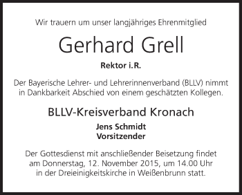 Anzeige von Gerhard Grell von MGO