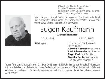 Anzeige von Eugen Kaufmann von MGO