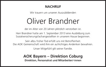 Anzeige von Oliver Brandner von MGO