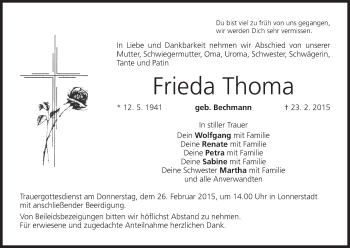 Anzeige von Frieda Thoma von MGO