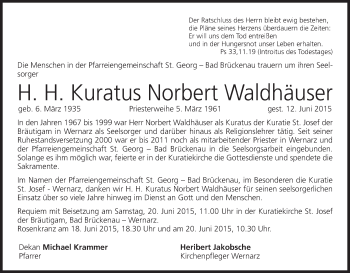 Anzeige von Norbert Waldhäuser von MGO